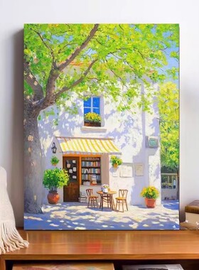 午后阳光装饰画成品仿油画风景清新唯美治愈氛围感卧室客厅摆挂画