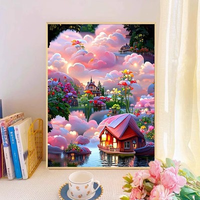成品宫崎骏高级装饰挂画童话风景卡通梦幻唯美治愈卧室客厅仿水彩