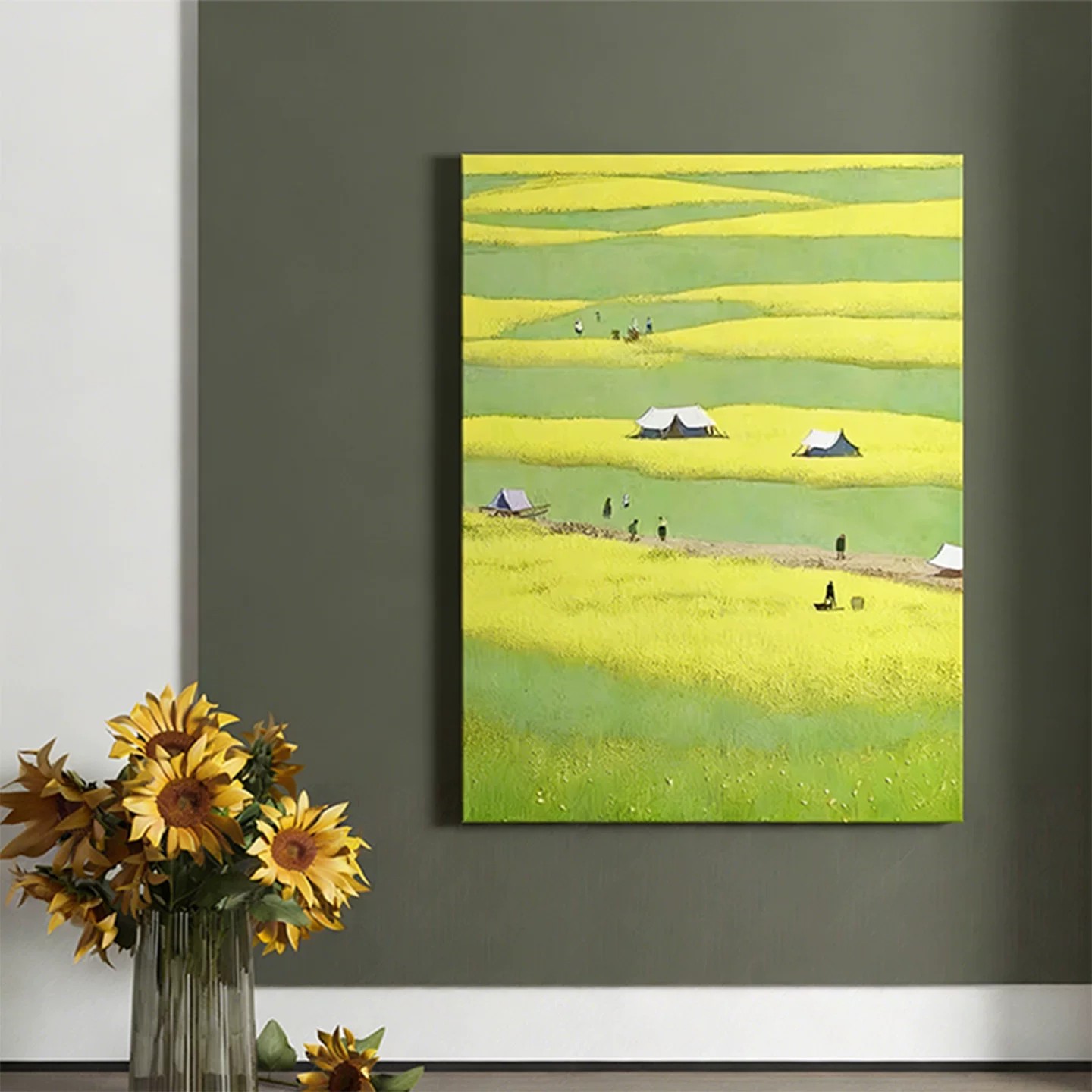 现代简约田园装饰画仿油画风景唯美清新艺术高级感卧室客厅摆挂画
