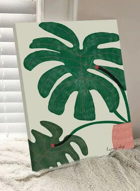 北欧小清新绿植装饰画简约小众艺术设计感高级卧室客厅玄关摆挂画