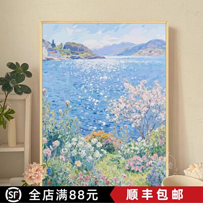 莫奈花园装书画成品仿油画风景小众高级感古典唯美卧室客厅摆挂画