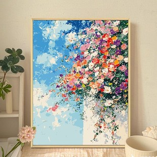 莫奈花墙成品装 饰画仿油画风景花卉唯美治愈高级感卧室客厅摆挂画