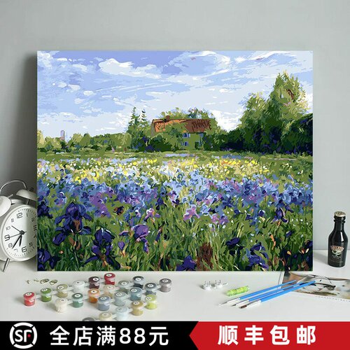 春天花卉田园装饰画成品仿油画风景清新唯美治愈系卧室客厅摆挂画