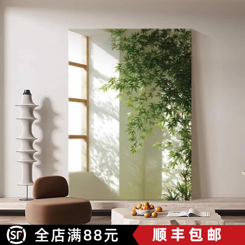 光影绿竹装饰画现代简约仿油画小众艺术高级感唯美卧室客厅摆挂画