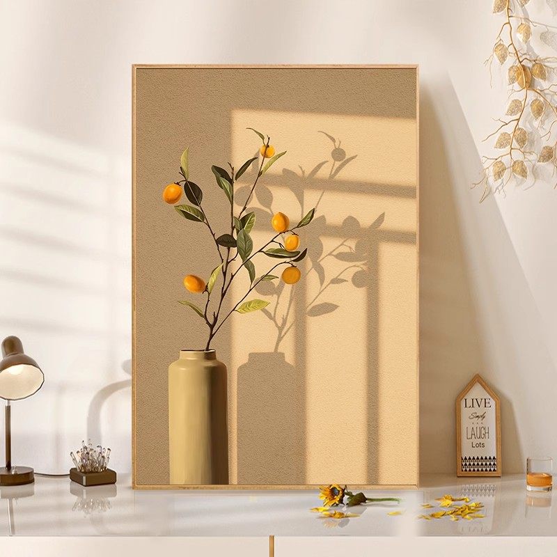 柿柿如意中式装饰挂画花瓶摆件光影仿油画成品高级感卧室玄关客厅,家居饰品,现代装饰画,淘宝优惠券,粉丝福利购,淘宝优惠卷