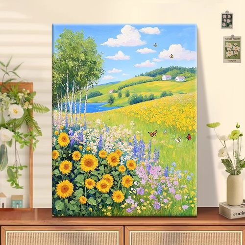 春暖花知风景装饰画小清新阳光唯美治愈成品仿油画卧室客厅摆挂画