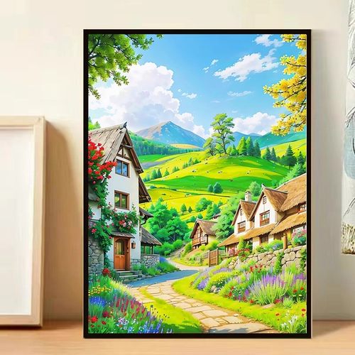 田园风卡通装饰画成品仿油画风景治愈系小清新唯美卧室客厅摆挂画