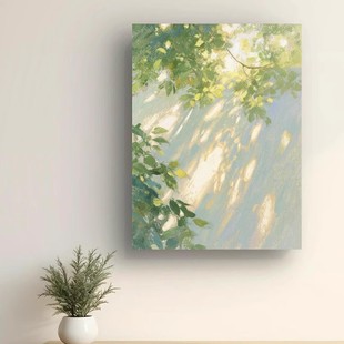 现代简约客厅装 饰壁画绿色系玄关挂画 饰画小众艺术高级过道装