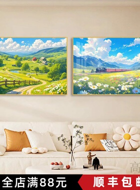 宫崎骏动漫装饰画成品仿油画风景治愈系唯美小清新卧室客厅摆挂画