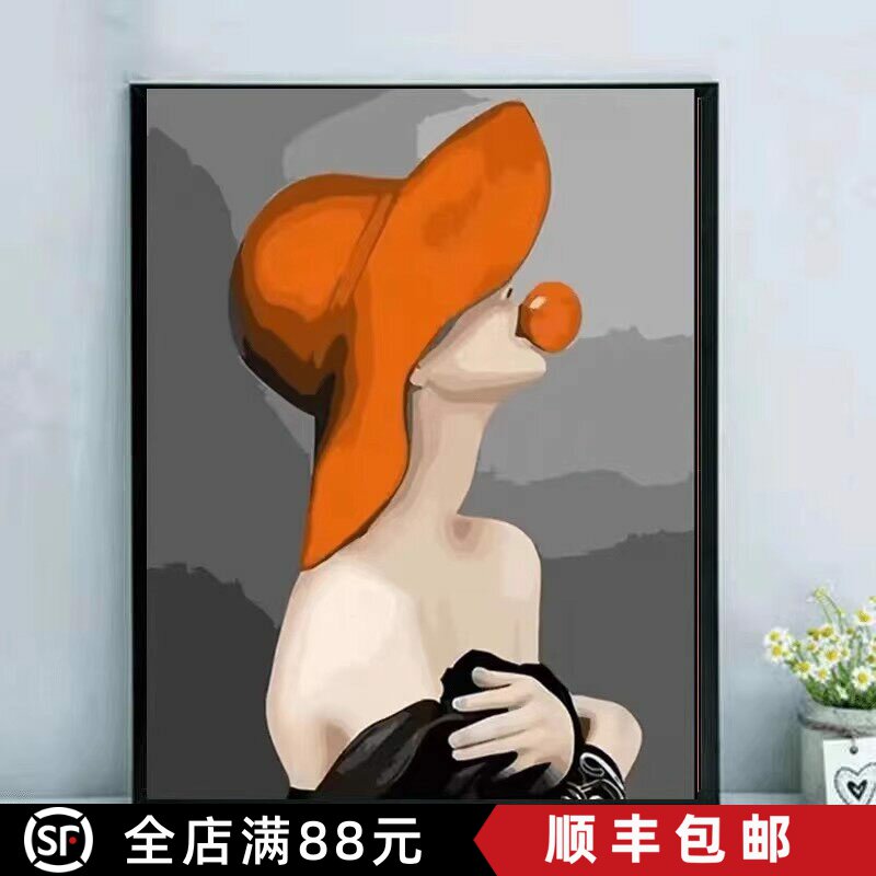 人物装饰画唯美治愈小众高级简约卧室客厅玄关成品北欧油画风挂画