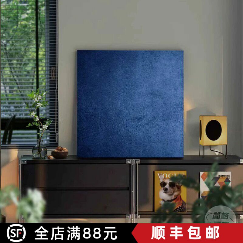 克莱因蓝方形装饰画法式极简小众艺术高级感纯色氛围卧室客厅挂画