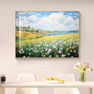 莫奈花海装 饰画仿油画风景花卉郁金香唯美田园高级卧室客厅摆挂画