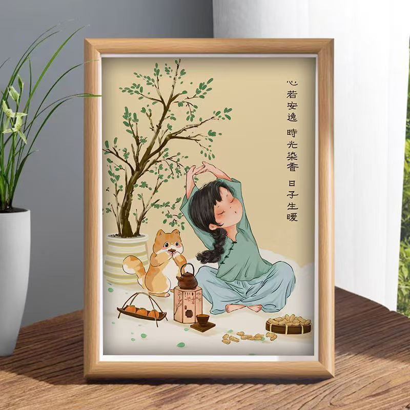 新中式暖心语录美好寓意家庭桌面装饰摆件桌面摆件温馨语录装饰画图片