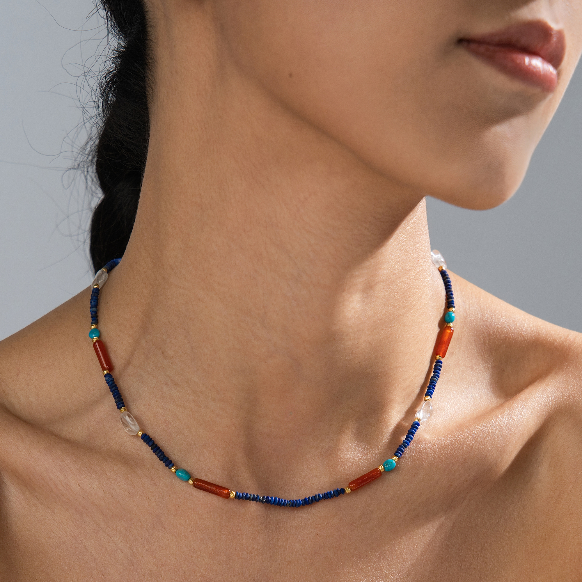 青金石绿松石多巴胺锁骨链