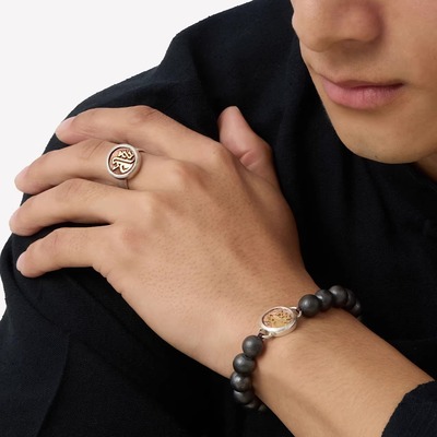 钦乐谛文殊藏式手工古法开口戒指种子字民族项链纯银鎏金手链