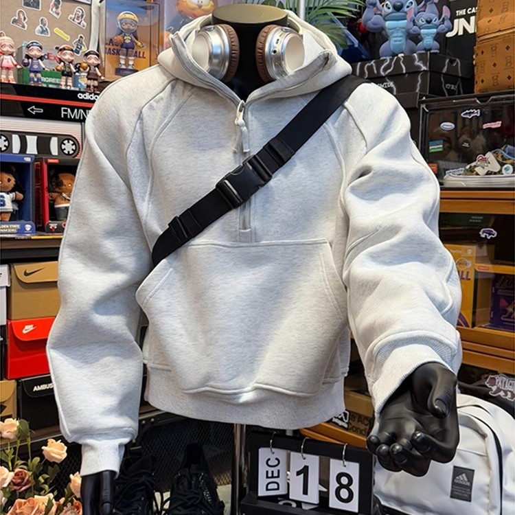 cleanfit半拉链正肩卫衣男