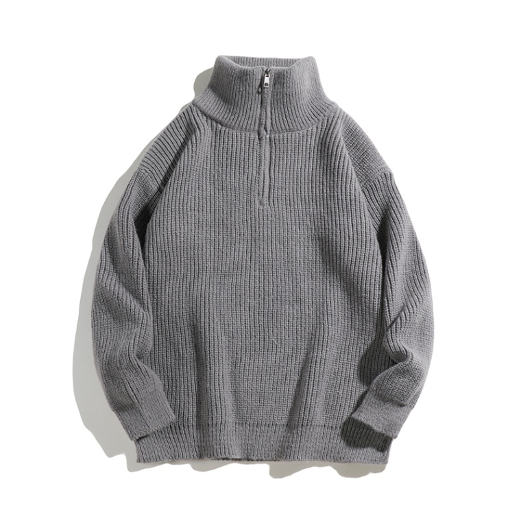 纯色休闲高领毛衣男针织衫