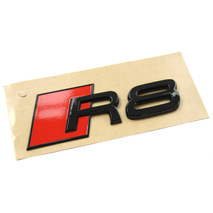 奥迪R8 OEM V10亮光黑色后尾车标后字标LOGO黑武士 原装