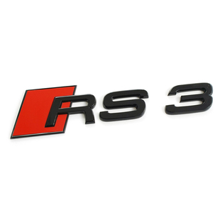 RS3亮光黑色后尾车标后字标LOGO黑武士 原装 奥迪A3 OEM