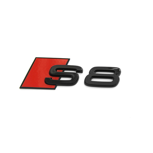 奥迪A8L OEM S8亮光黑色后尾车标后字标LOGO黑武士 原装