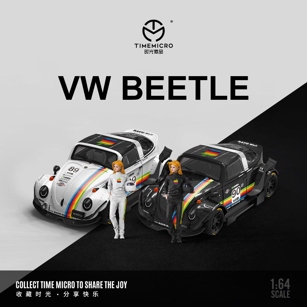 大众甲壳虫 VW BEETLE 白苹果 带人偶 1:64 仿真合金汽车模型