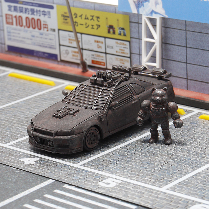 SH 日产尼桑GTR Mad Max末日废土风生锈做旧1:64仿真汽车模型摆件