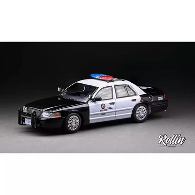 Rollin 维多利亚皇冠警车 福特CV 1:64 合金汽车模型摆件收藏