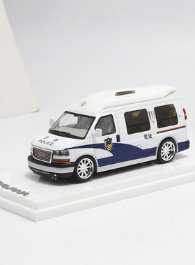 GOC 萨瓦纳GMC SAVANA SUV 白色 商务房车 1:64 合金汽车模型摆件