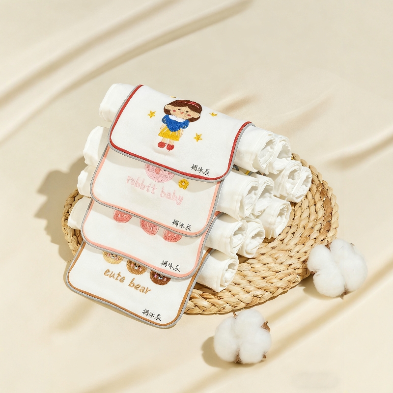 儿童吸汗巾纯棉幼儿园宝宝隔汗巾绣名字纱布a类垫背巾男女孩Q9