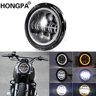 摩托车改装LED复古大灯CG125 前照灯哈雷天使眼LED大灯 专供外销