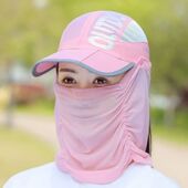 夏季 防紫外线遮阳帽外出户外骑车出行折叠透气清凉遮脸钓鱼帽防晒