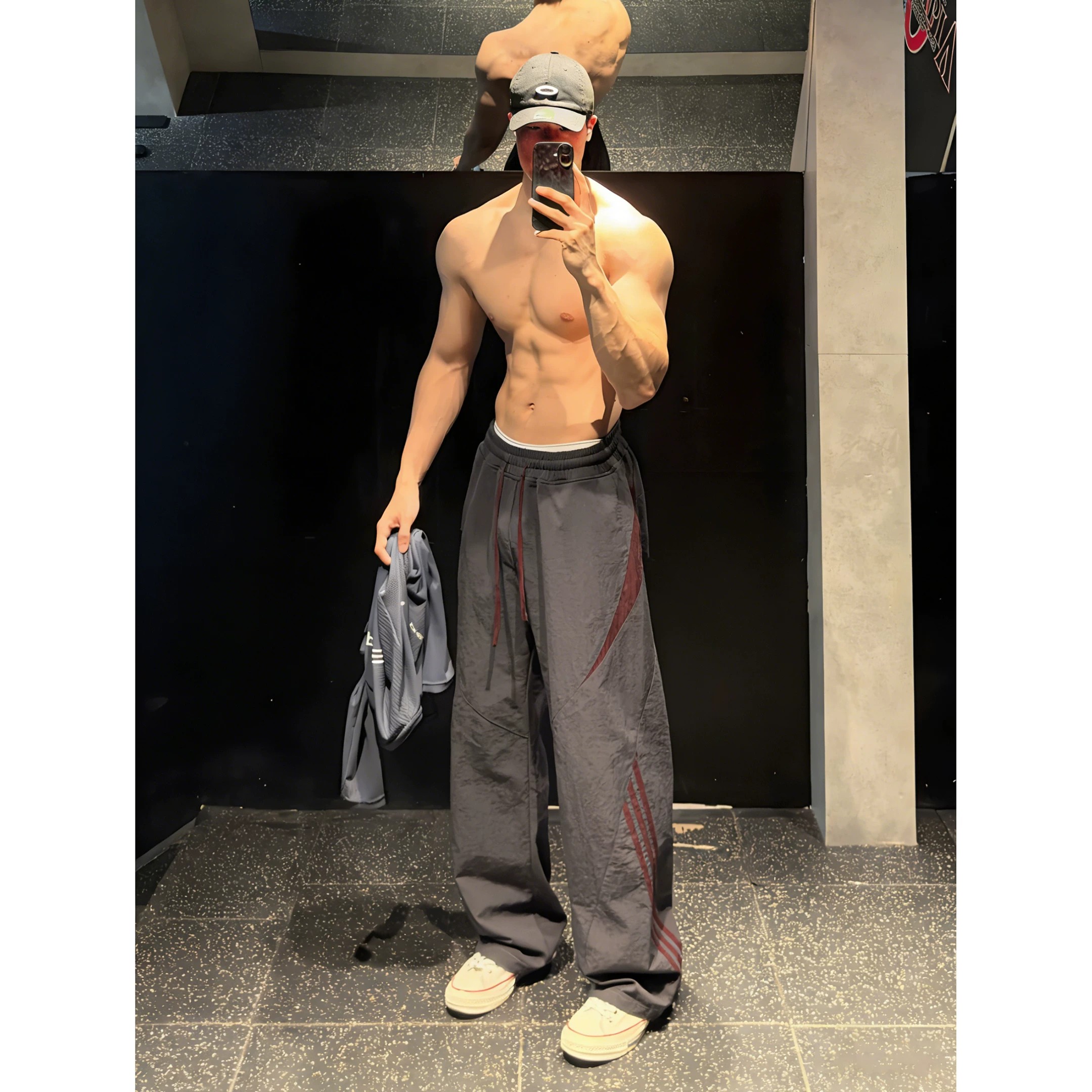 美式条纹速干冲锋裤男款夏季健身运动裤子凉感冰丝运动直筒休闲裤图片