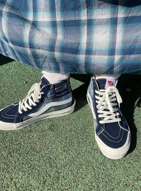 VANSX PENDLETON联名高帮STYLE 38蓝色SK8男女板鞋VN0A38GF9GS