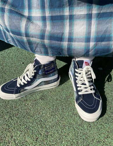 vans车缝线系带男女高帮