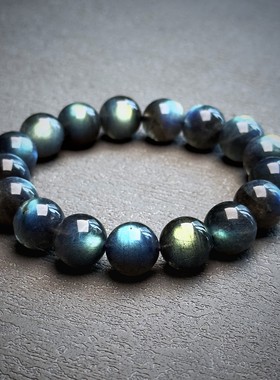 【妖道】黑底拉长石颗颗强光超高品 配珠海蓝宝神女原创设计