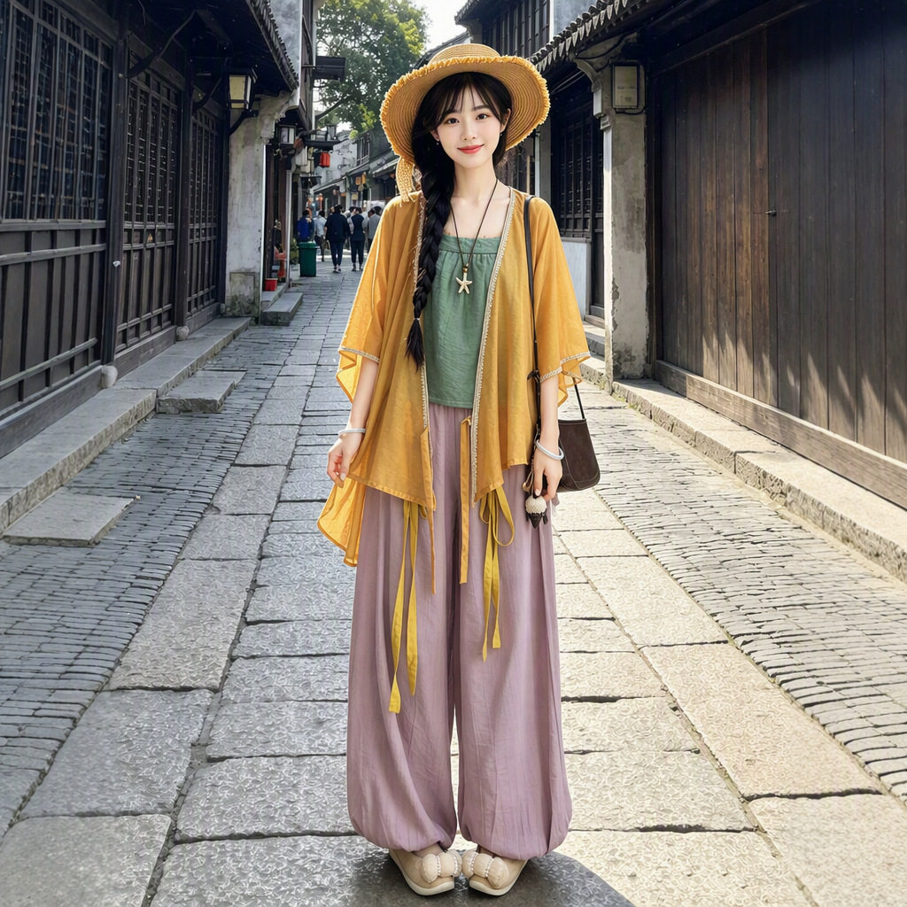 宋制汉服女成人原创宋裤套装灯笼裤吊带褙子日常古装汉服夏装女