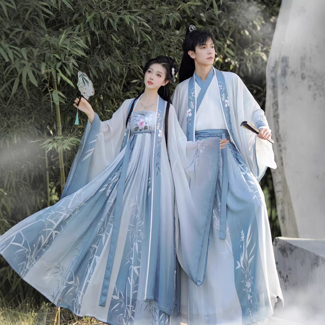 汉虞葵唐制诃子裙汉服男女新款千栀夏季晋制齐腰襦裙情侣古装