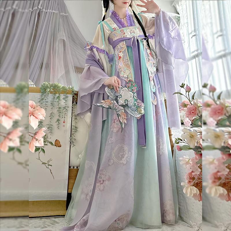 晴月原创齐胸襦裙汉服女2026新款春夏季改良重工刺绣唐制仙气古装