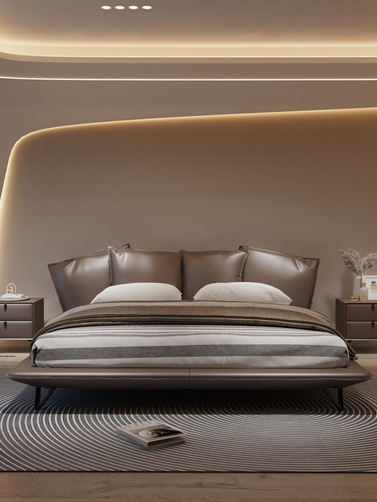 索菲亚意式极简真皮床现代简约轻奢主卧双人大床设计师高档baxter