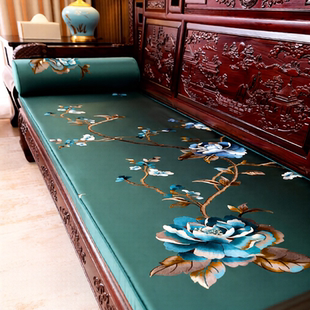 中式红木沙发坐垫新中式实木沙发罗汉床椅垫子海绵乳胶椰棕垫定制