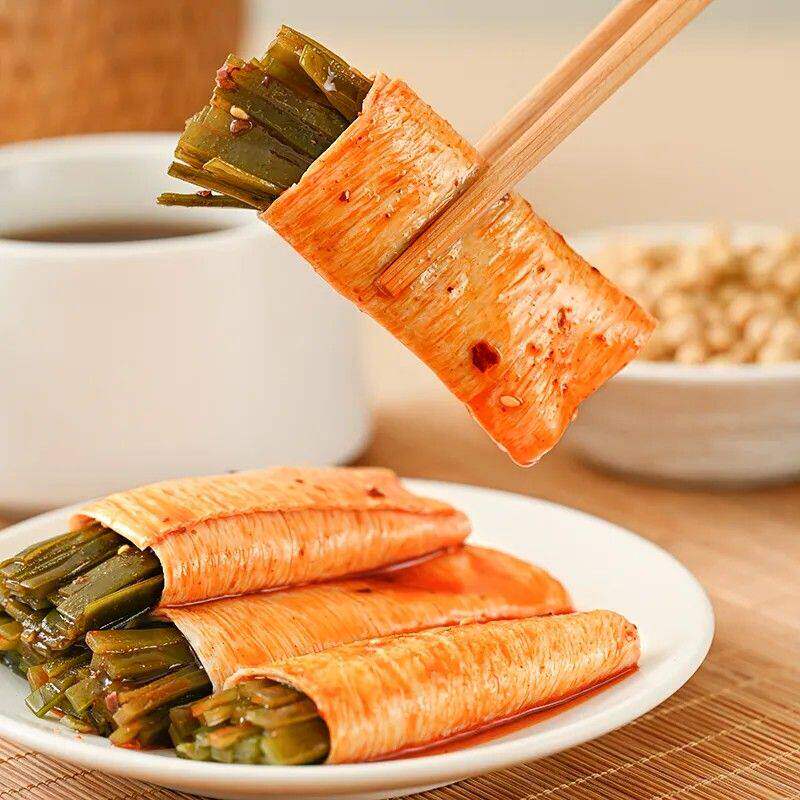 D海带脆菇夹心豆皮卷深夜饱腹杏鲍菇豆制品小包装休闲零食香斯哩