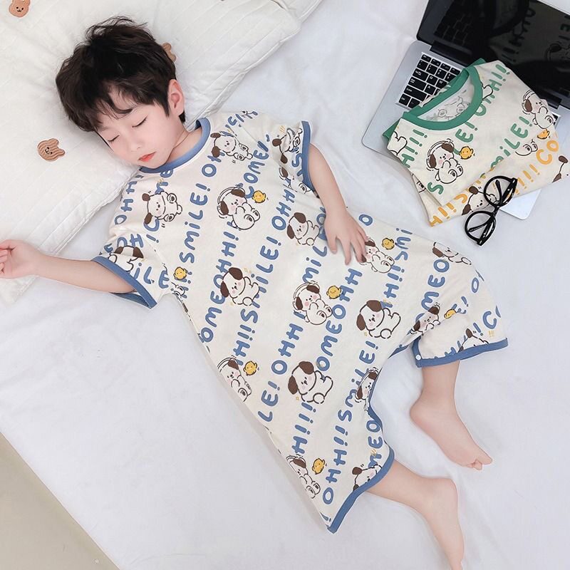 男童连体睡衣夏季薄款新款儿童夏款空调服宝宝防踢冰丝家居服