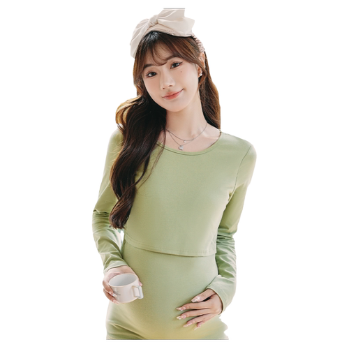 婧麒哺乳秋衣上衣孕妇保暖内衣秋裤套装睡衣纯棉产后喂奶月子服冬