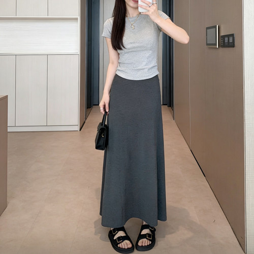 法式高腰遮胯垂感莫代尔半身裙女