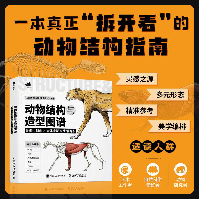 现货正版 动物结构与造型图谱 骨骼肌肉立体造型生活百态 动物结构外貌绘画参考书动物素材动物动态临摹绘画教程
