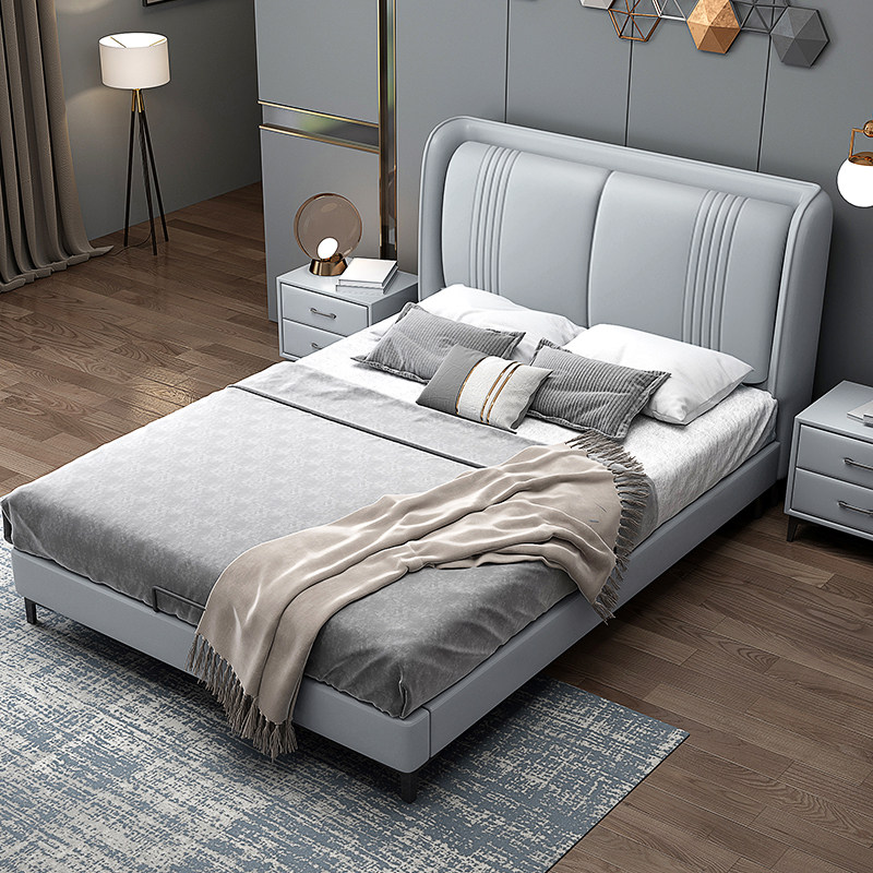 索菲亚儿童床男孩1米2真皮小户型单人床1.5m现代简约1.35米青少年