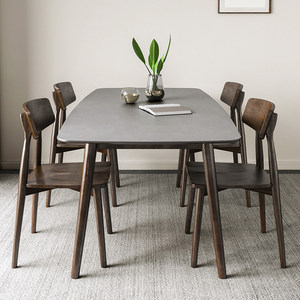 索菲亚意式岩板餐桌现代小户型家用6人长方形桌子北欧轻奢餐桌椅