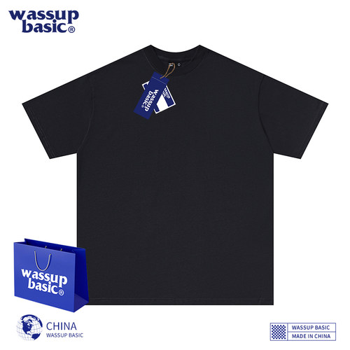 wassup basic 240g重磅纯棉短袖t恤男女宽松小领口美式夏季打底衫