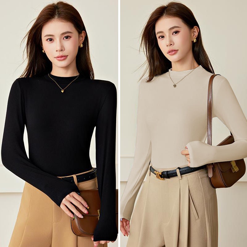 百搭显瘦半高领内搭打底衫高级感