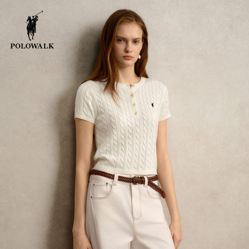 POLOWALK女装秋季新款短袖针织衫